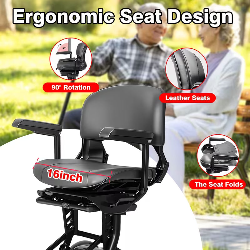 Folding 4-Wheel Electric Scooter — 500W, 30mi Range, 15MPH