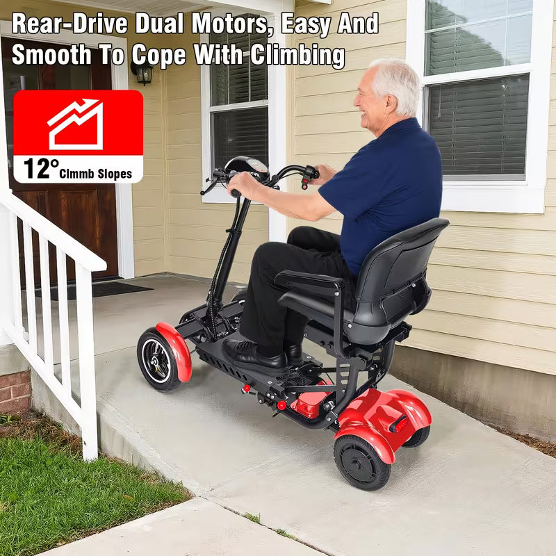 Folding 4-Wheel Electric Scooter — 500W, 30mi Range, 15MPH