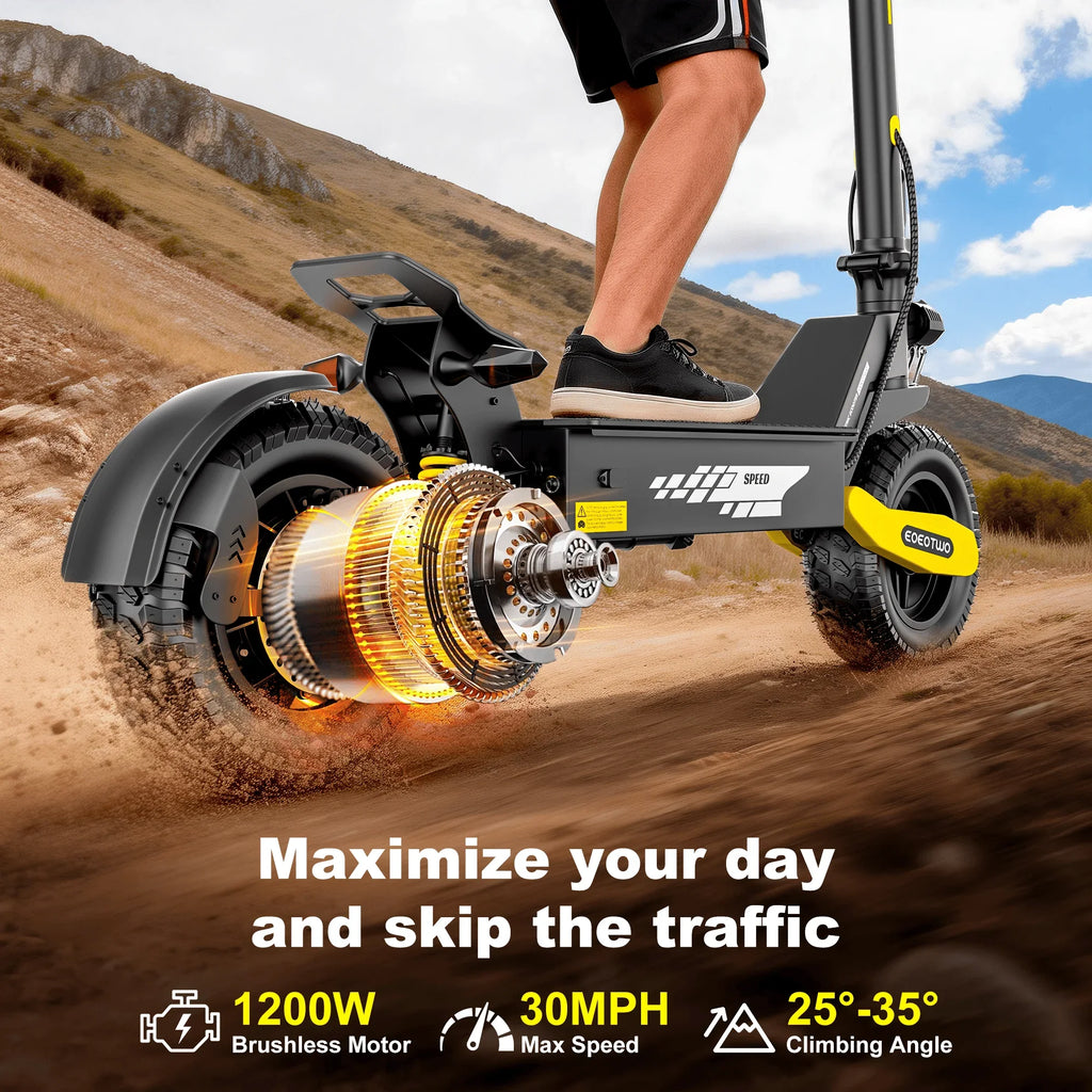EOEOTWO 1200W Off Road Electric Scooter For Adults Foldable 30MPH