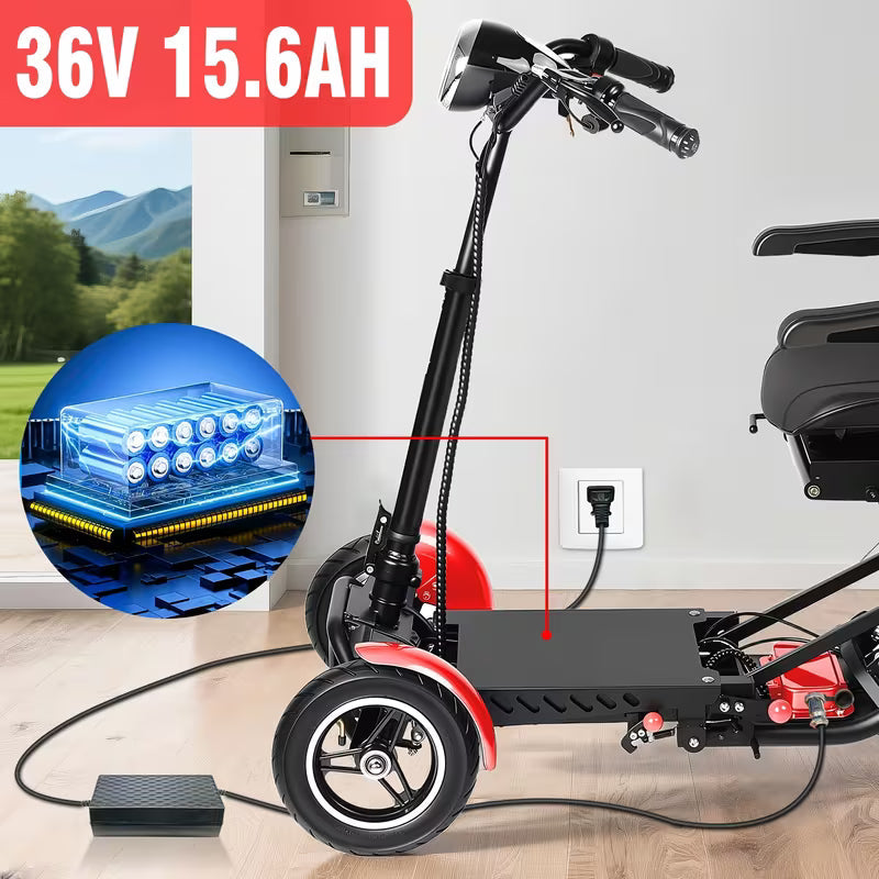 Folding 4-Wheel Electric Scooter — 500W, 30mi Range, 15MPH